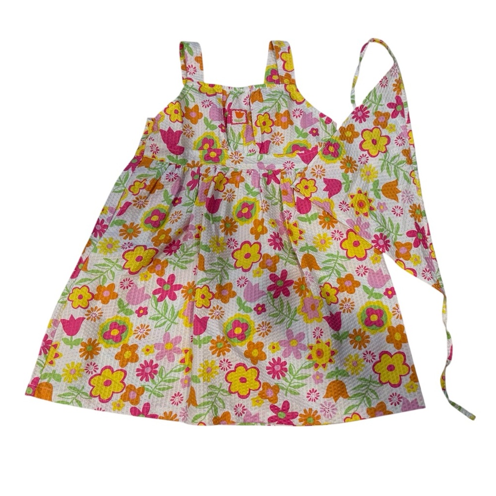 NWT Y2K No Kidding Girls Floral Dress w/ Matching Headscarf - Vintage 2000s